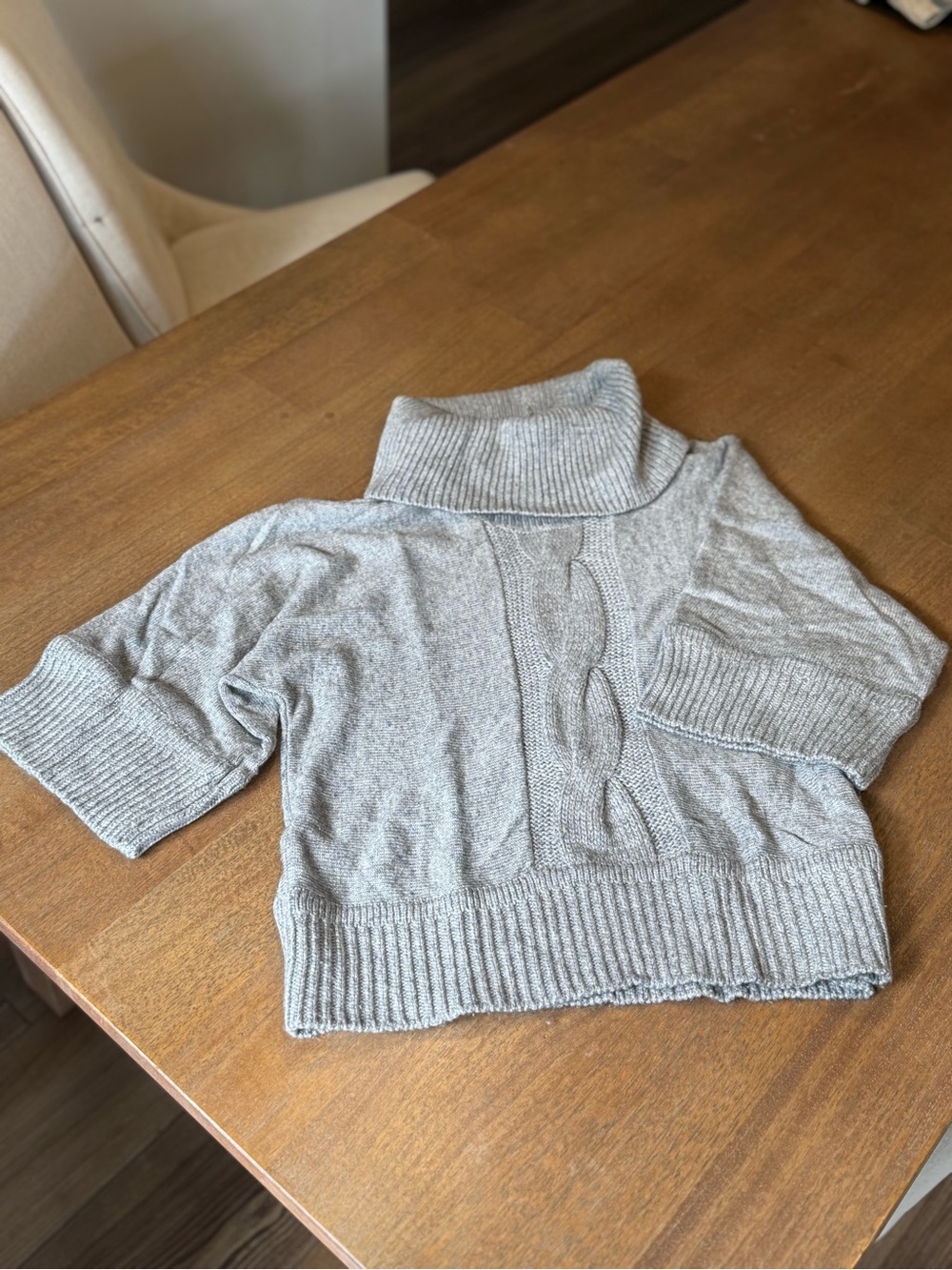 INC International Concepts Light Gray Short-Sleeve Turtleneck Sweater